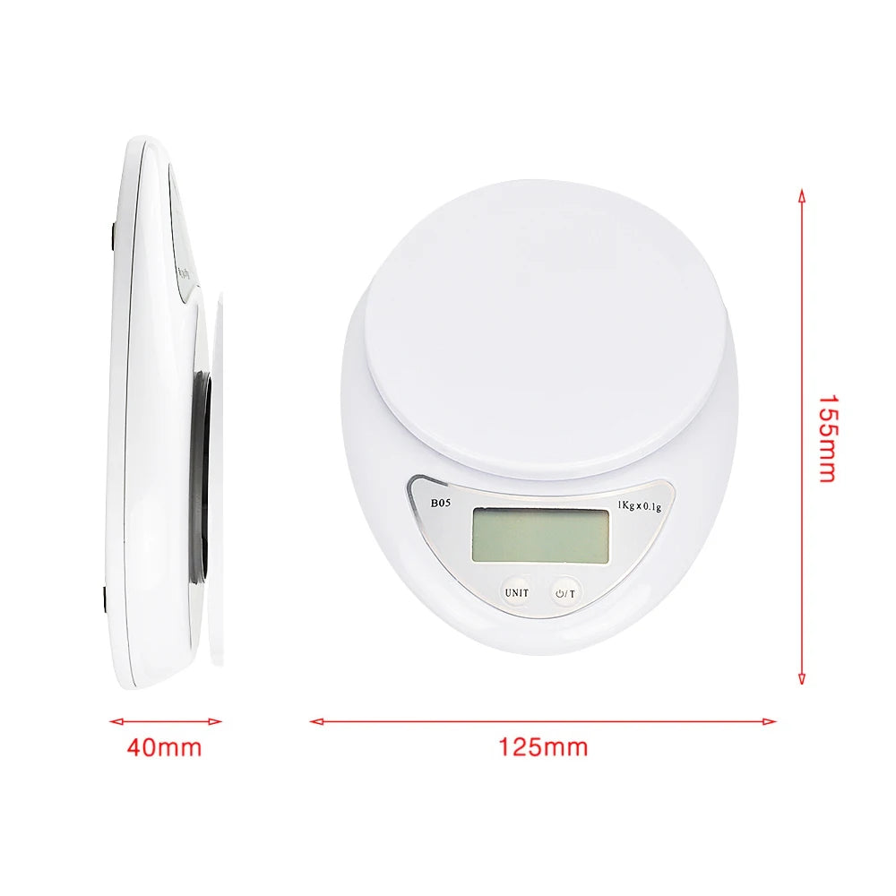 5kg/1g & 1kg/0.1g Portable Digital Scale for Postal, Food & Kitchen Use