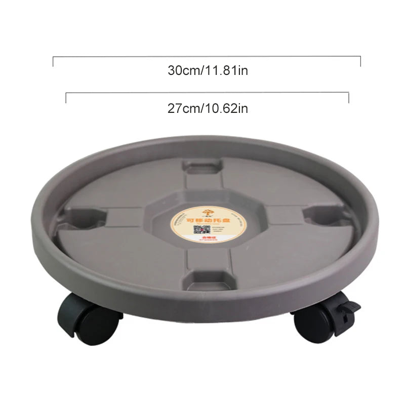 Heavy Duty Rolling Flower Pot Stand with Plastic Tray and Wheels