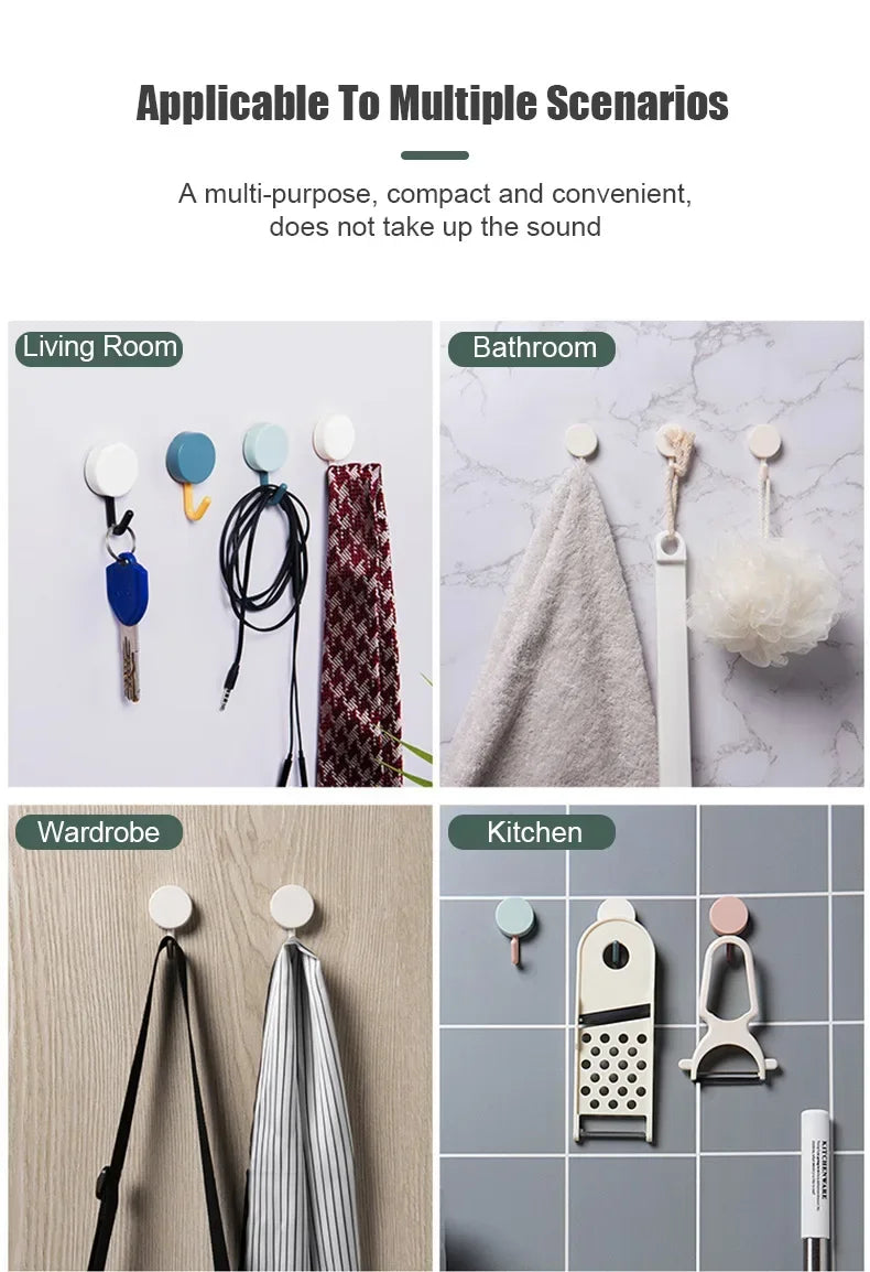 10PCS Self-Adhesive Wall Hooks for Coat, Bag, Towel, and Home Storage