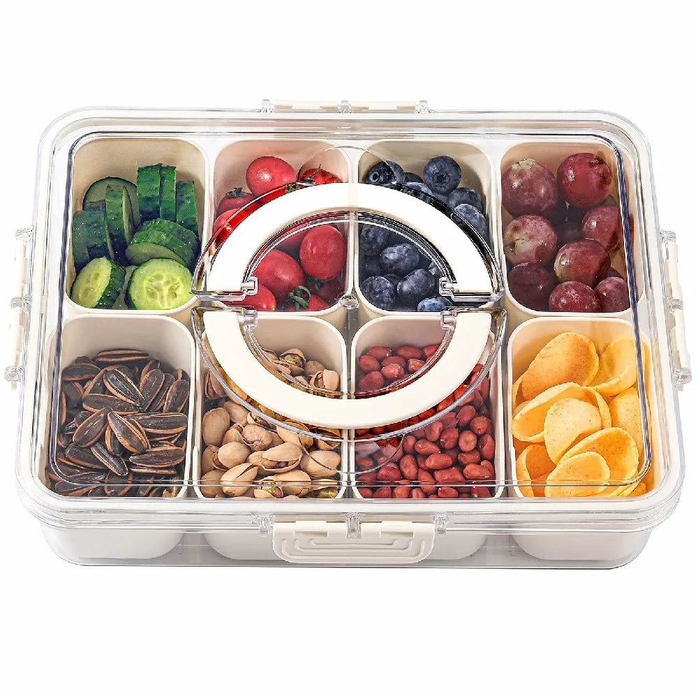 8-Compartment Snack Serving Tray with Handle