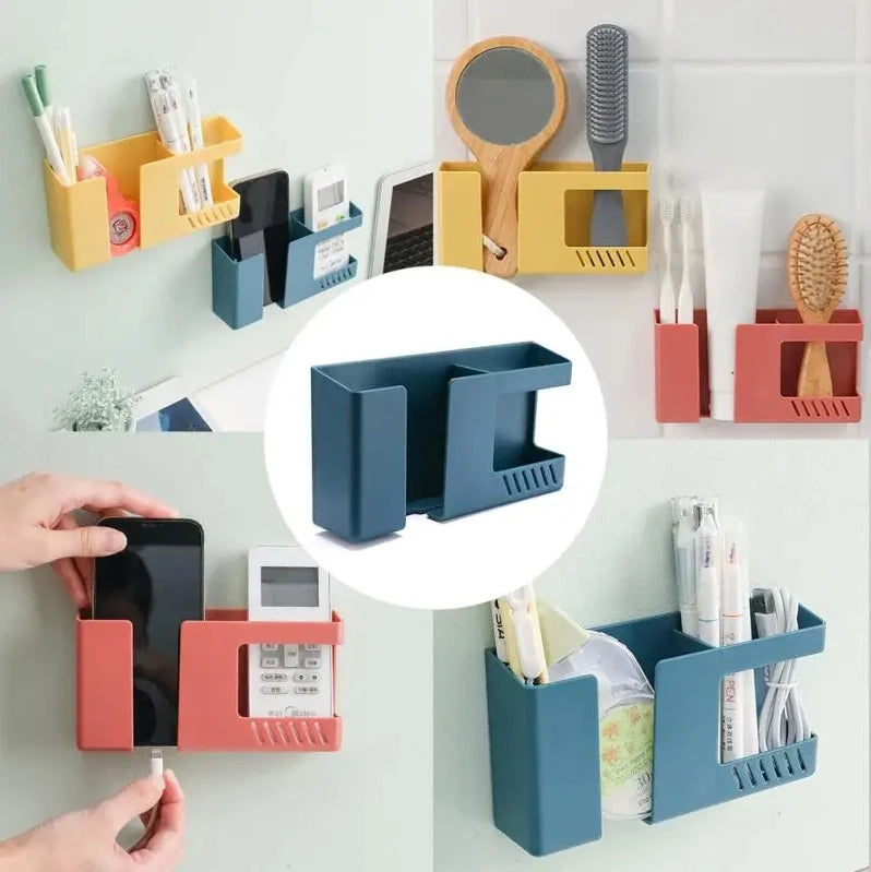 White Wall-Mounted Storage Box for Remote, Phone, and Essentials