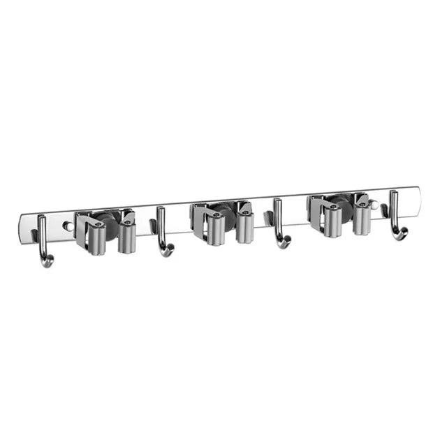 Stainless Steel Wall Mount Mop & Broom Organizer Hook