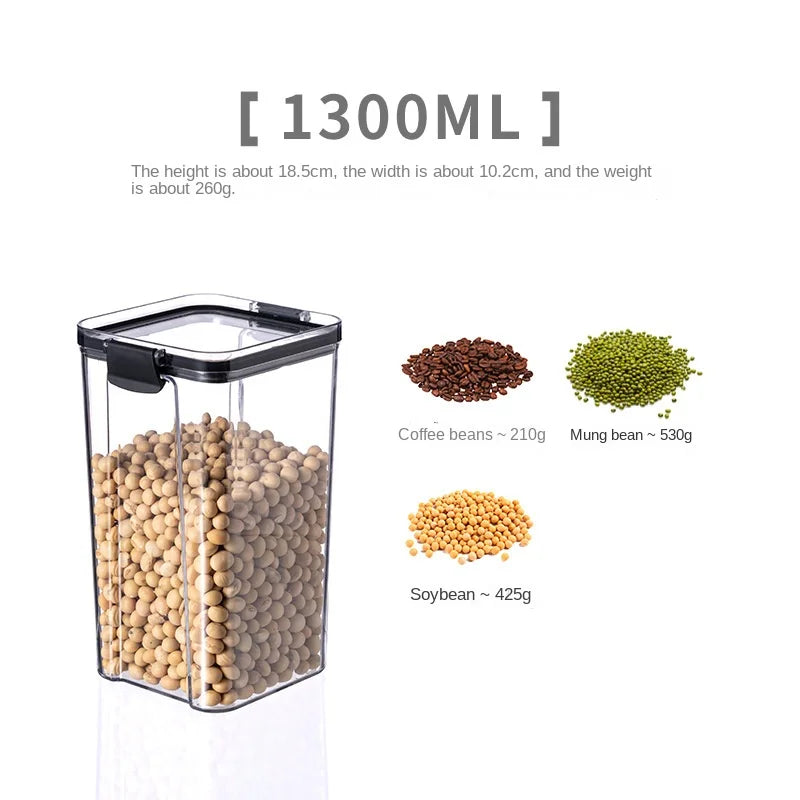 5Pcs Stackable Sealed Food Storage Jars, Transparent Plastic