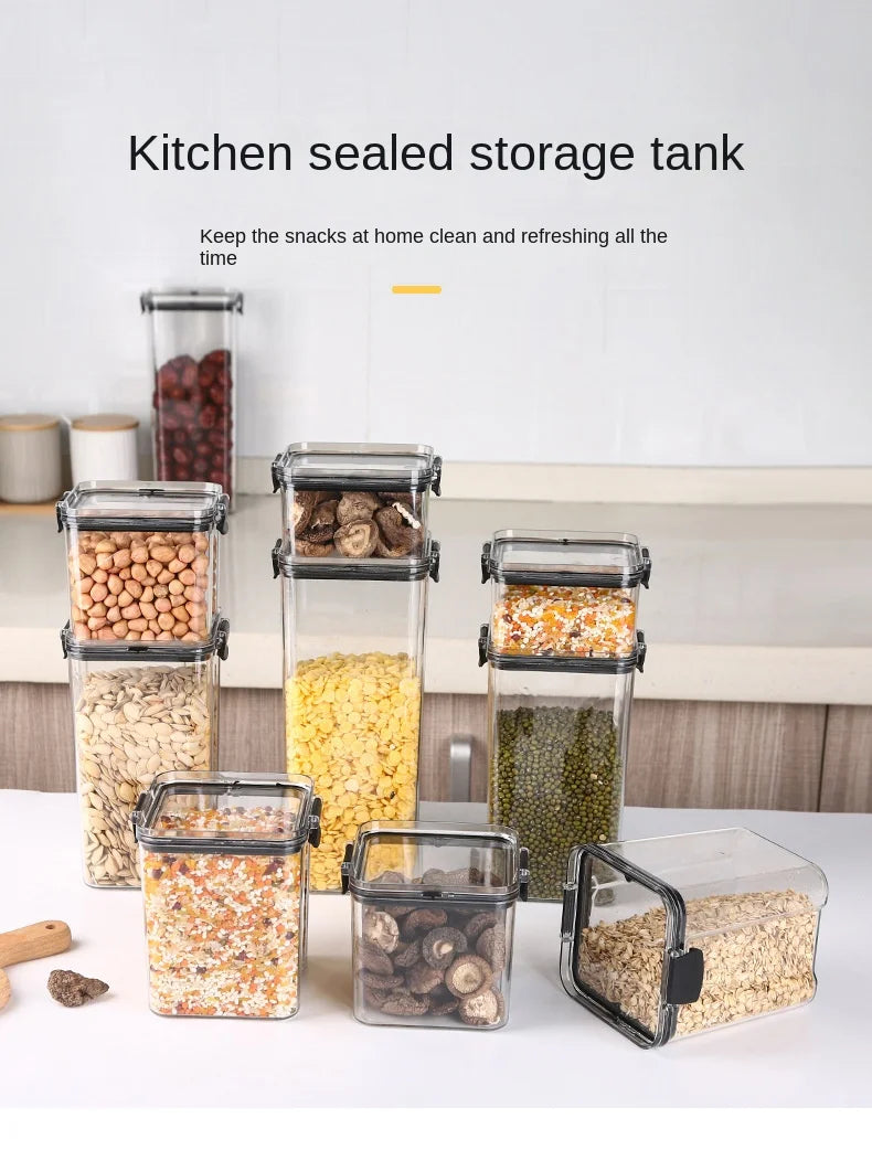 5Pcs Stackable Sealed Food Storage Jars, Transparent Plastic