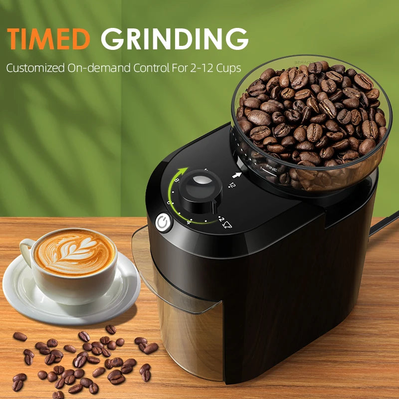 Wancle Electric Burr Coffee Grinder with 28 Grind Settings (220V/120V)