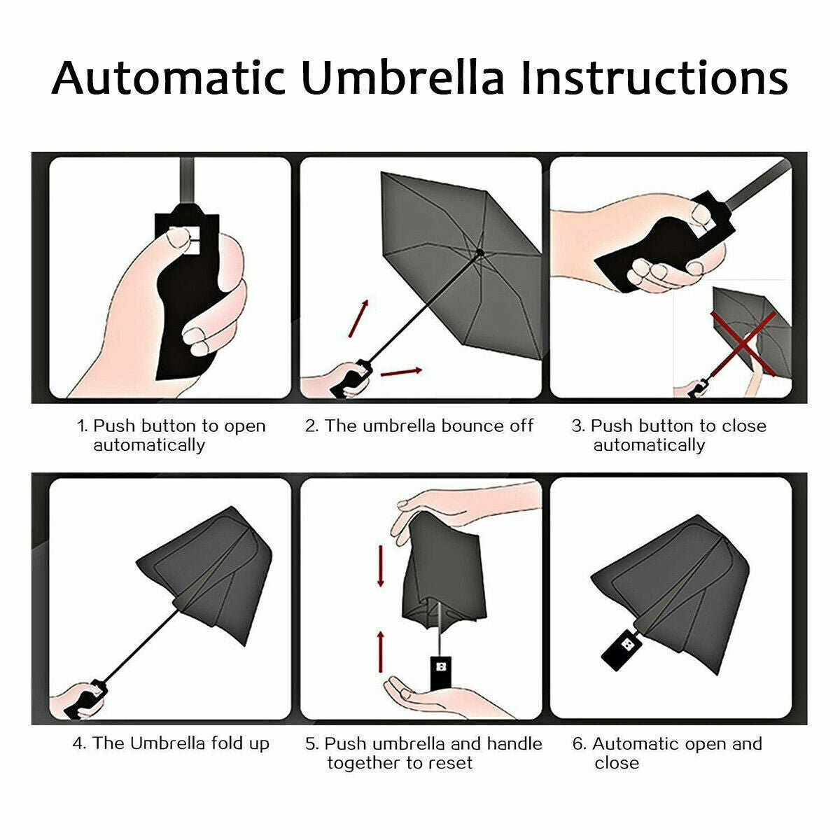 Strong Windproof 12-Rib Compact Automatic Umbrella