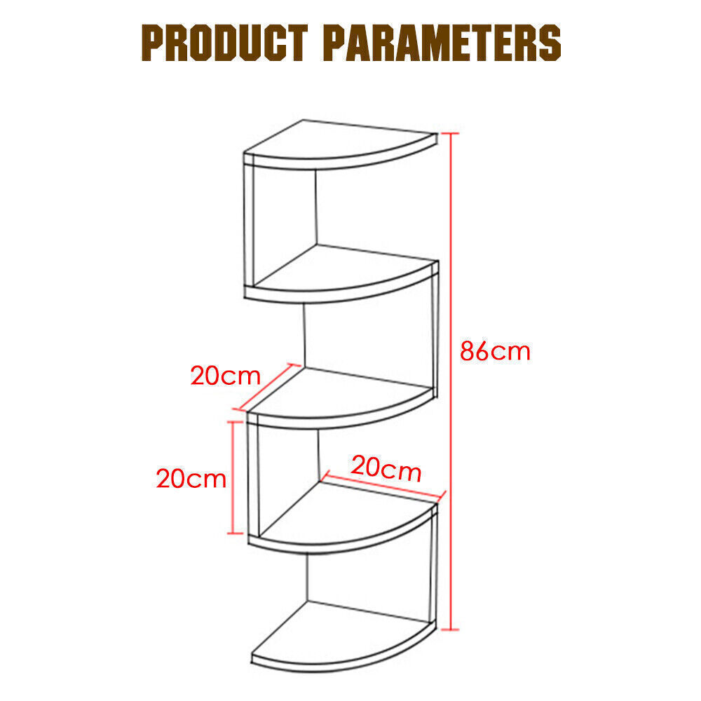 5-Tier Floating Corner Wall Shelves – Storage & Display Unit