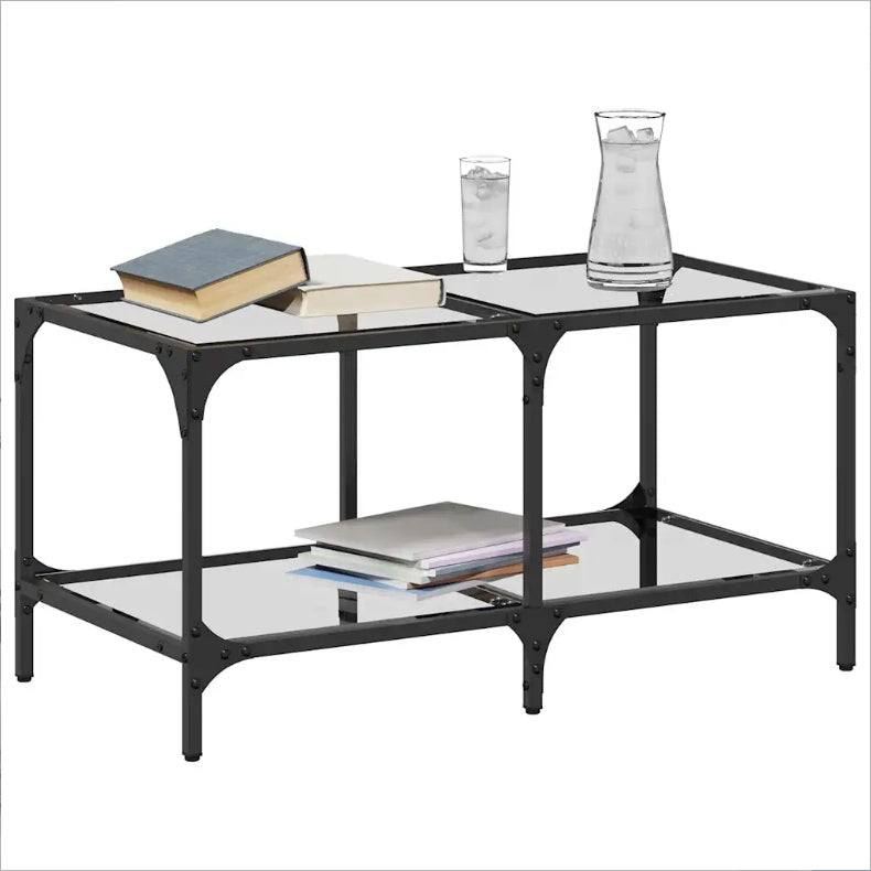 VidaXL Glass Coffee Table, 78.5x40x40 cm, Steel Frame