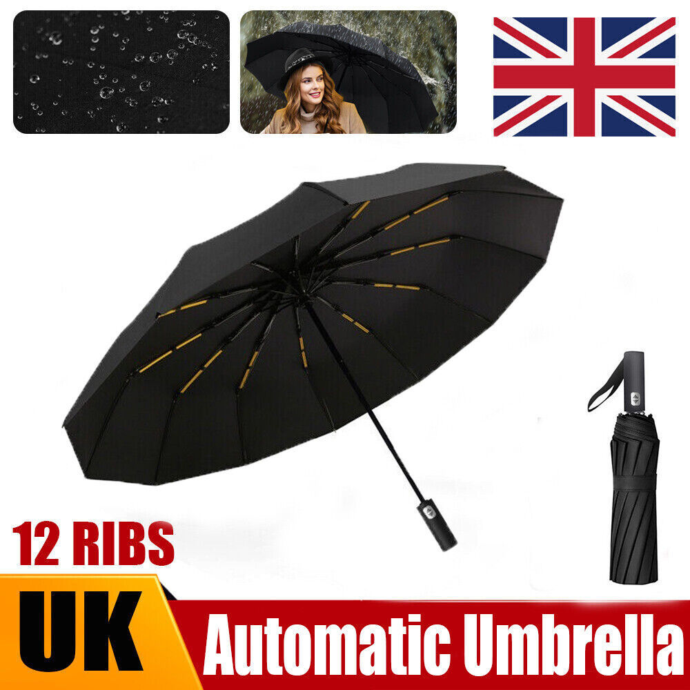 Strong Windproof 12-Rib Compact Automatic Umbrella
