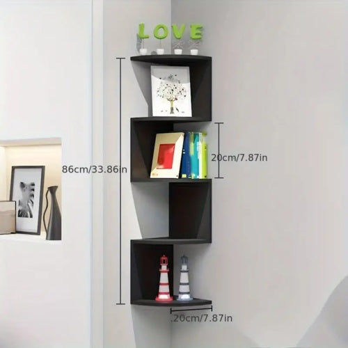 5-Tier Floating Corner Wall Shelves – Storage & Display Unit
