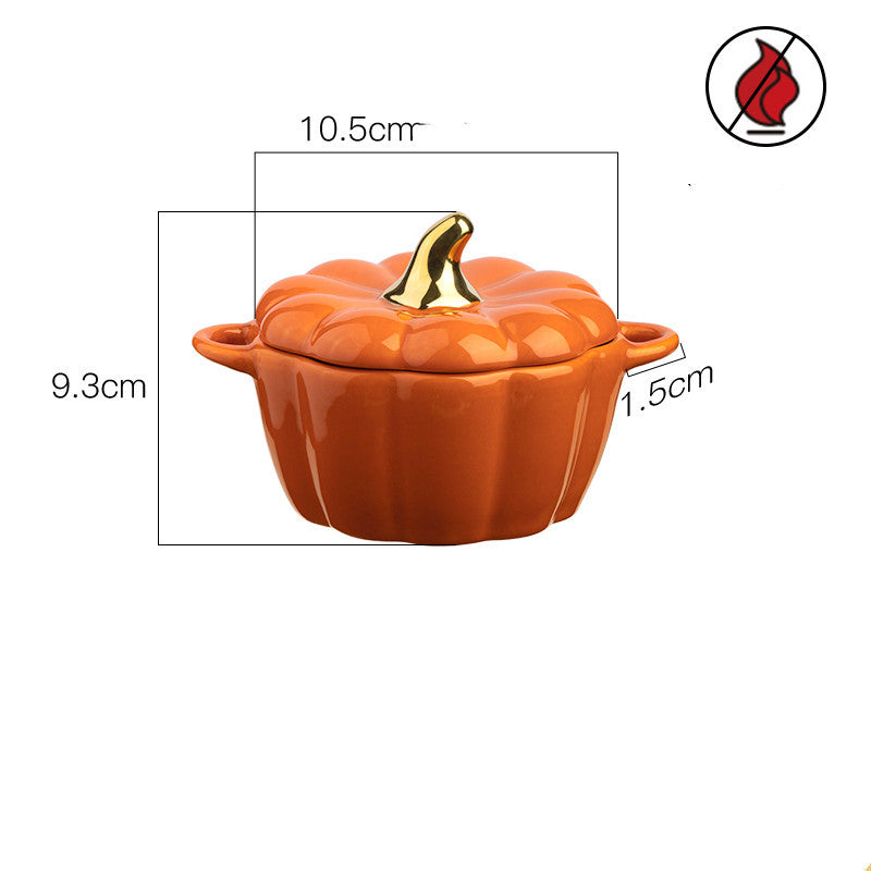 Pumpkin Ceramic Custard Bowl with Lid: A Charming Breakfast Addition