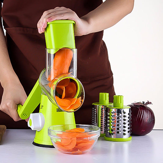 Multi-Purpose Round Mandoline Slicer: Efficiently Slice Vegetables, Julienne Potatoes, Carrots, and Grate Cheese