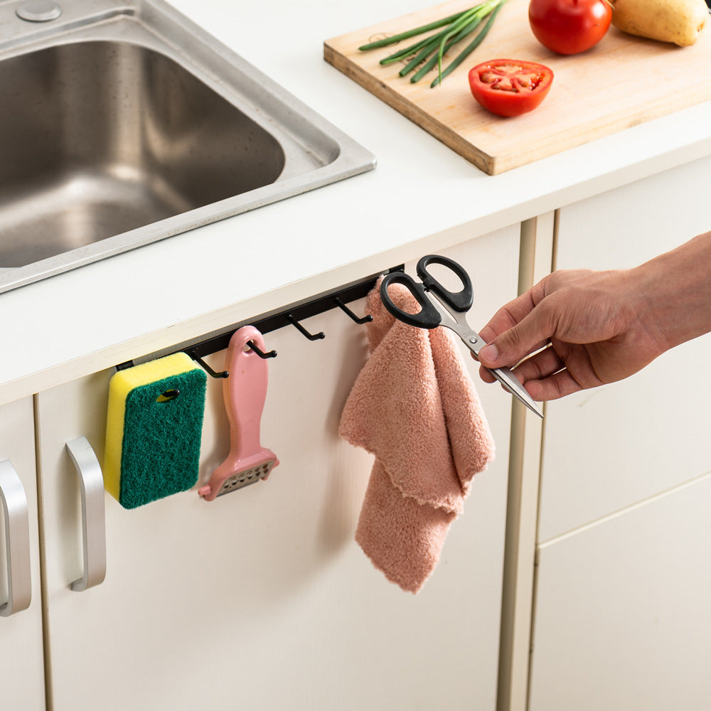 Kitchen Iron Art No-Drill Hooks: Cabinet Storage Racks, Wardrobe Row Hooks, Over-the-Door Organizers