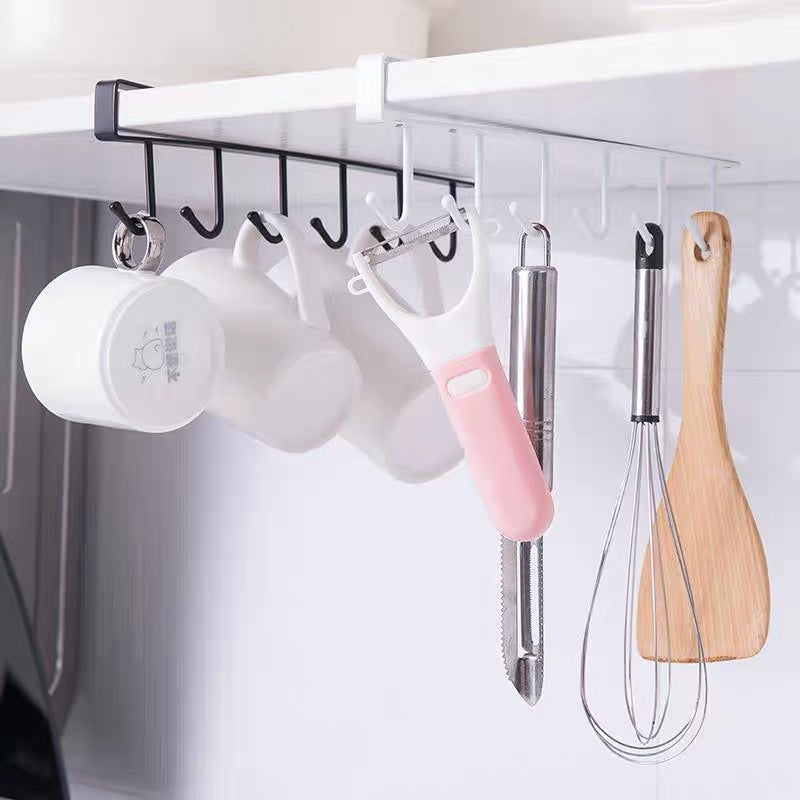 Kitchen Iron Art No-Drill Hooks: Cabinet Storage Racks, Wardrobe Row Hooks, Over-the-Door Organizers