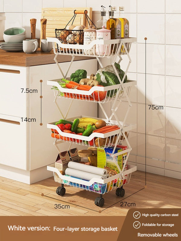 Folding Multi-Layer Kitchen Storage Rack with Gap for Fruits and Vegetables