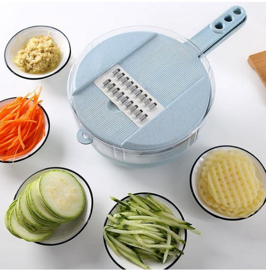 8-in-1 Mandoline Slicer: Multi-Function Vegetable Slicer, Potato Peeler, Carrot and Onion Grater with Strainer, Vegetable Cutter Kitchen Tool