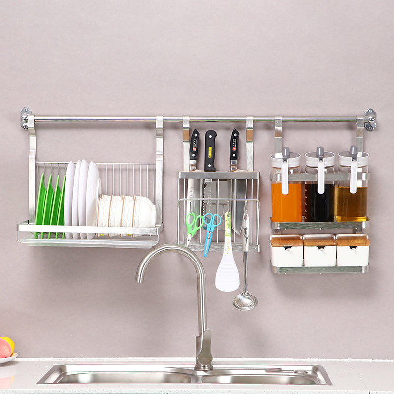 Multifunctional Stainless Steel Dish Drying Rack – Wall-Mounted Kitchen Organizer and Tableware Storage Shelf