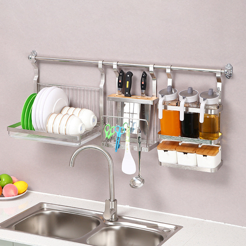 Multifunctional Stainless Steel Dish Drying Rack – Wall-Mounted Kitchen Organizer and Tableware Storage Shelf