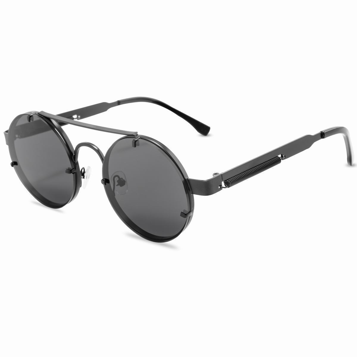 Unisex Round Steampunk Sunglasses – Metal Punk Design