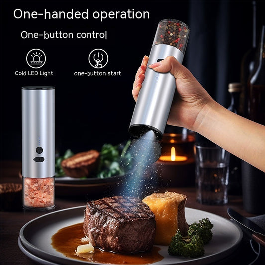 Rechargeable Electric Pepper and Salt Grinder Set with LED - Kitchen Gadgets for Corn, Soybean, Salt, and Pepper Grinding