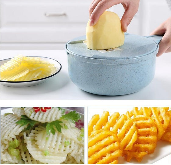 8-in-1 Mandoline Slicer: Multi-Function Kitchen Tool for Slicing, Peeling, Grating, and Straining