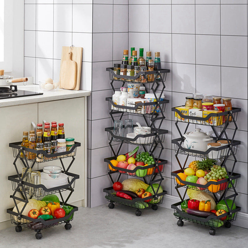 Folding Multi-Layer Kitchen Storage Rack with Gap for Fruits and Vegetables