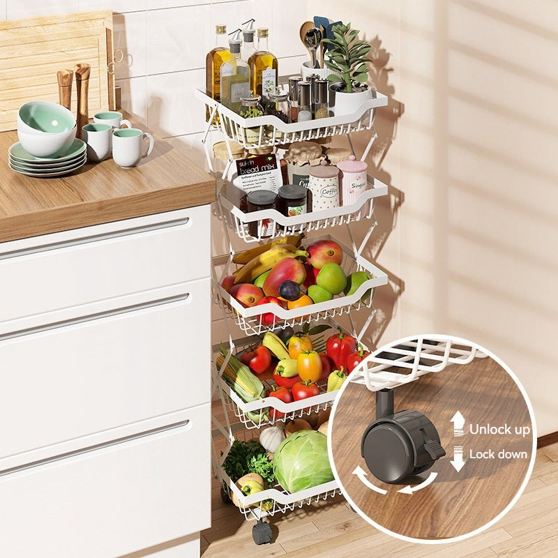 Folding Multi-Layer Kitchen Storage Rack with Gap for Fruits and Vegetables