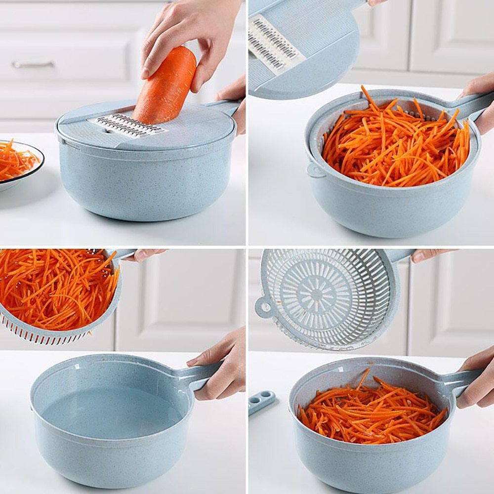 8-in-1 Mandoline Slicer: Multi-Function Kitchen Tool for Slicing, Peeling, Grating, and Straining