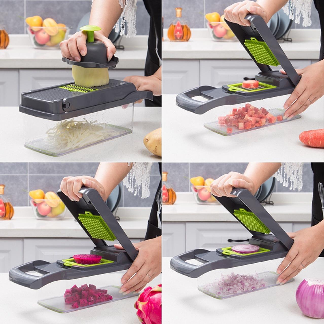 12-in-1 Manual Vegetable Chopper: Efficient Kitchen Gadgets for Food Preparation - Onion Cutter and Vegetable Slicer