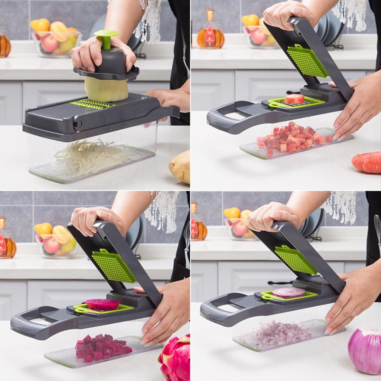 12-in-1 Manual Vegetable Chopper: Efficient Kitchen Gadget for Slicing and Cutting