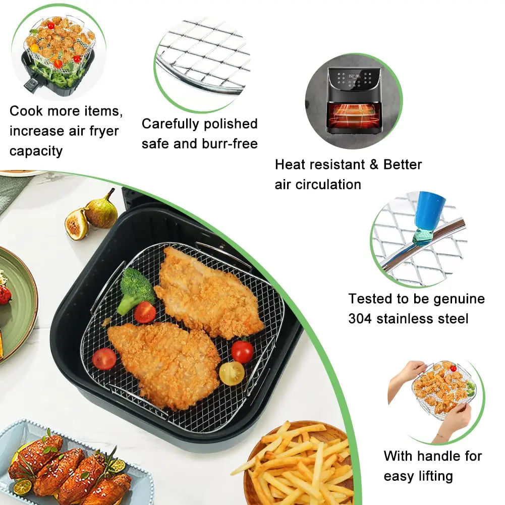 Air Fryer Baking Rack – Metal Grill for Cosori, Vortex & More