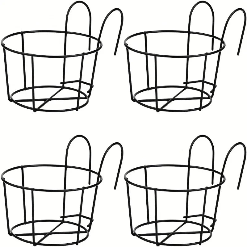 4pcs Round Metal Hanging Planters – Perfect for Balcony, Garden & Indoors