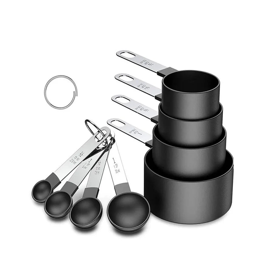 Plastic Measuring Cups & Spoons Set (4/8 PCS) – Stainless Steel Handles
