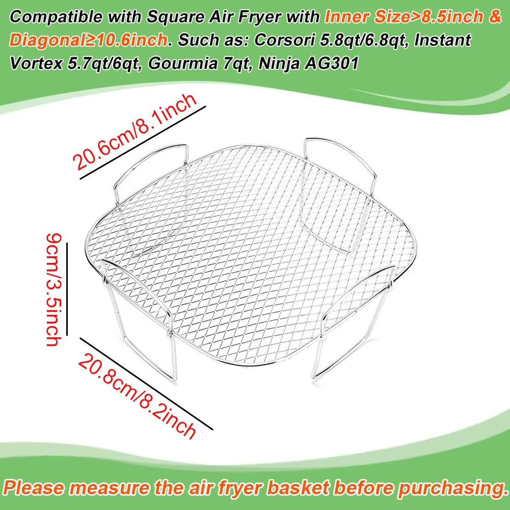 Air Fryer Baking Rack – Metal Grill for Cosori, Vortex & More
