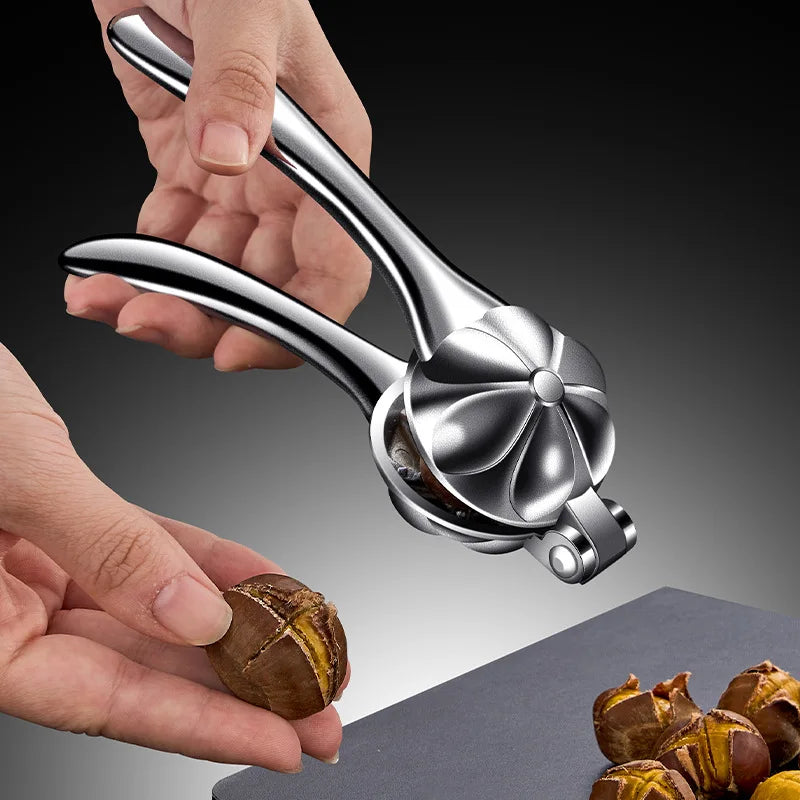 Chestnut & Walnut Stainless Steel Shell Opener Nut Cracker Kitchen Tool