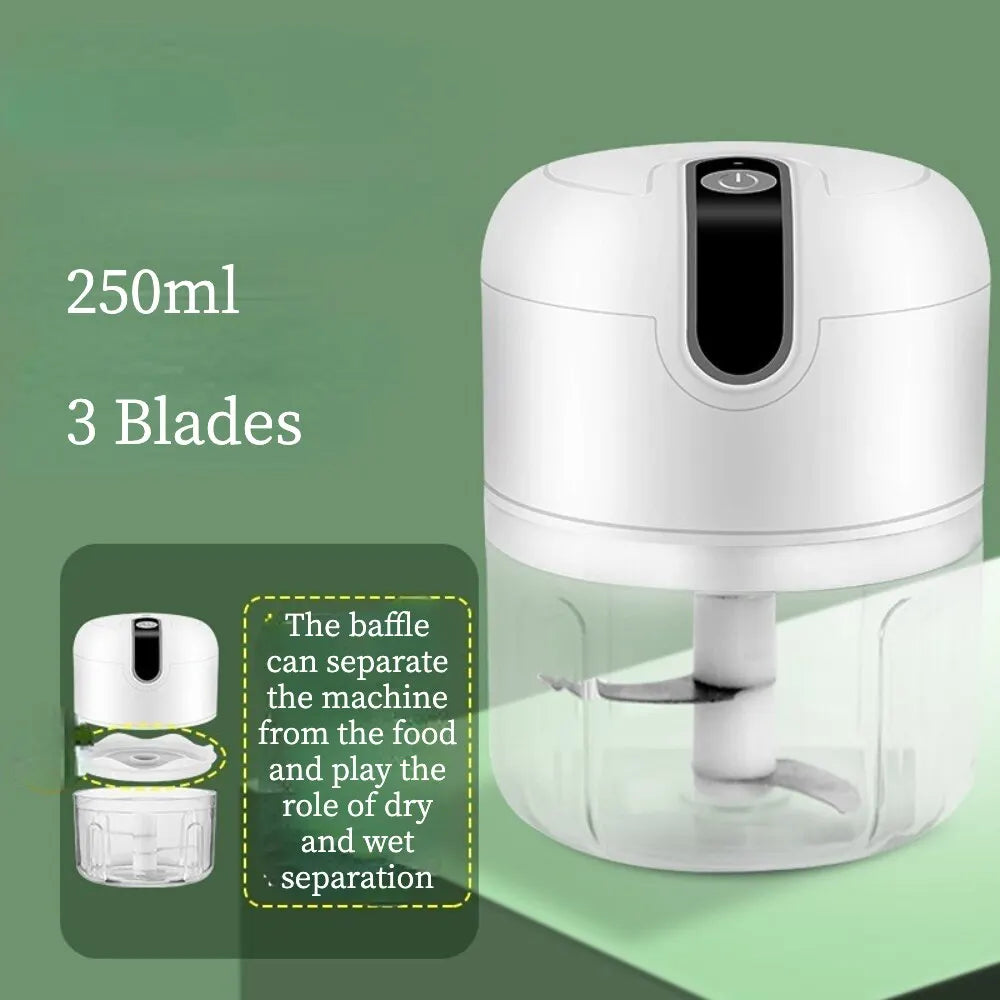 Portable Electric Mini Chopper – USB Rechargeable Garlic & Meat Grinder