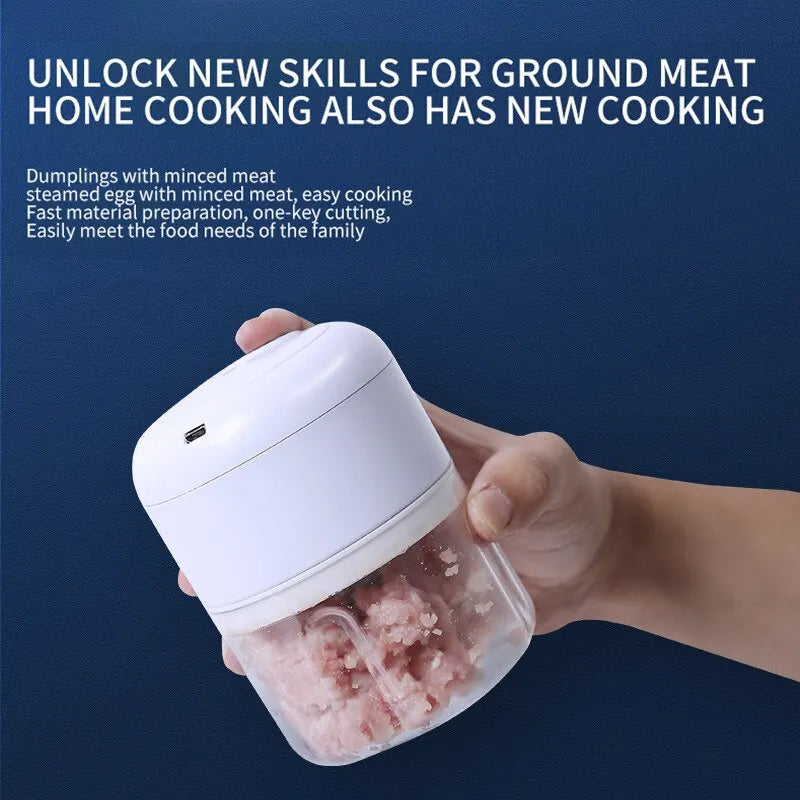 Portable Electric Mini Chopper – USB Rechargeable Garlic & Meat Grinder