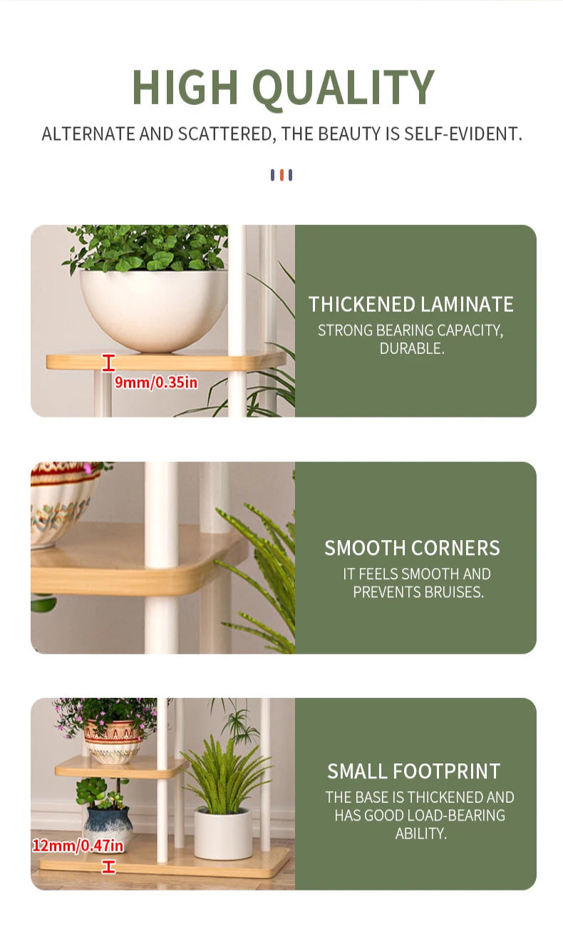 Wooden Plant Stand with Storage Shelf for Flower Pots (4/5/6 Tiers)