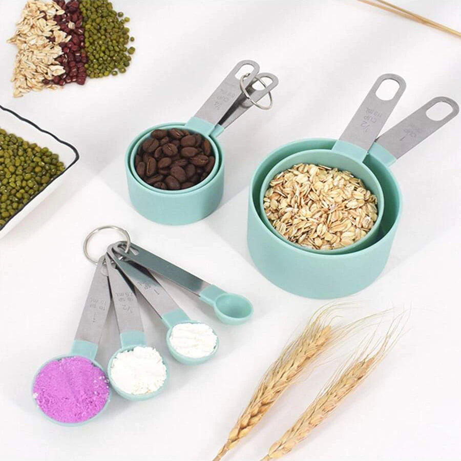 Plastic Measuring Cups & Spoons Set (4/8 PCS) – Stainless Steel Handles