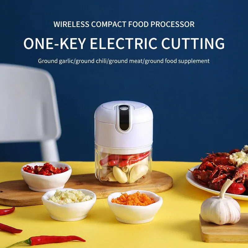 Portable Electric Mini Chopper – USB Rechargeable Garlic & Meat Grinder