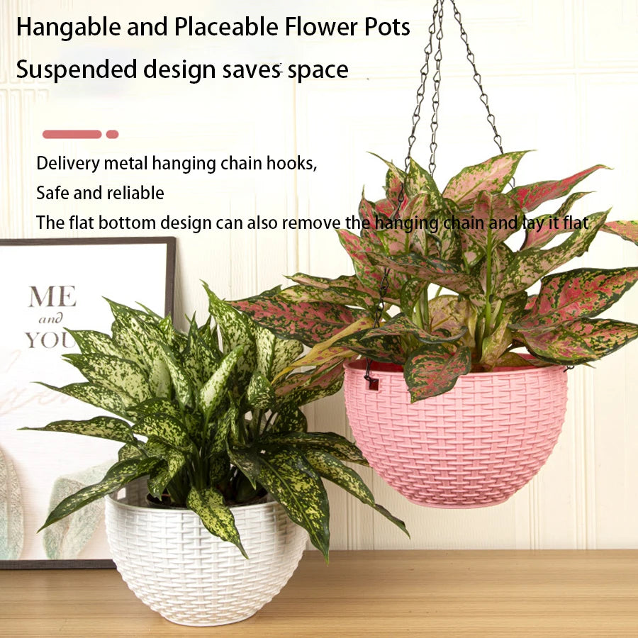 European-Style Imitation Rattan Hanging Flower Pot