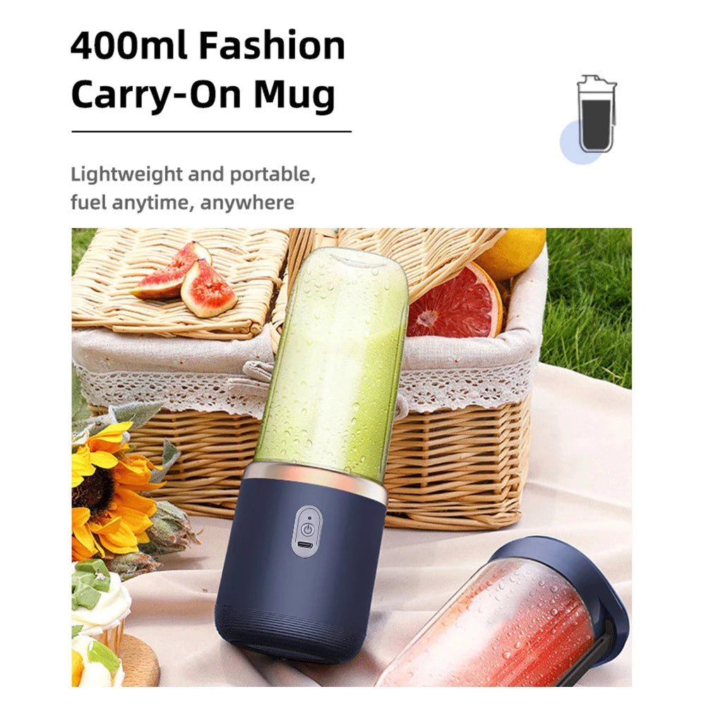 6-Blade USB Portable Juicer Blender with 2 Cups