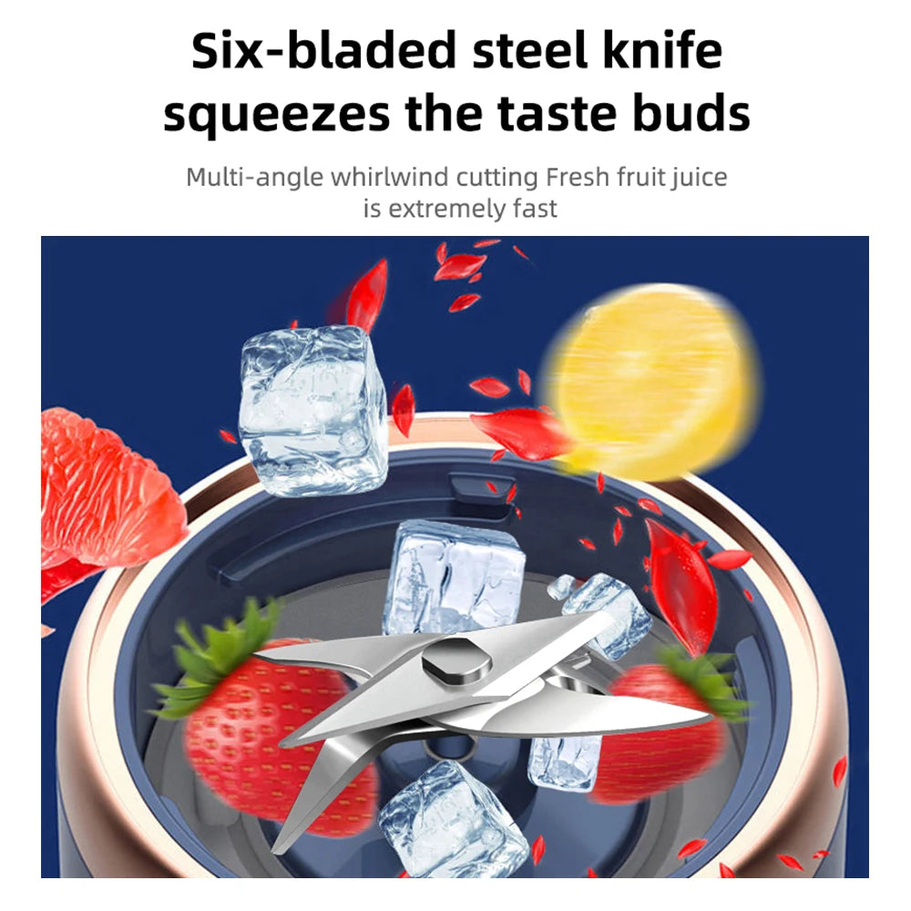 6-Blade USB Portable Juicer Blender with 2 Cups