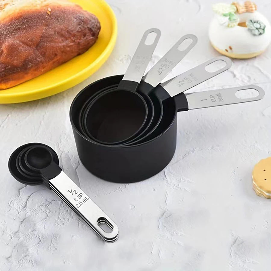 Plastic Measuring Cups & Spoons Set (4/8 PCS) – Stainless Steel Handles