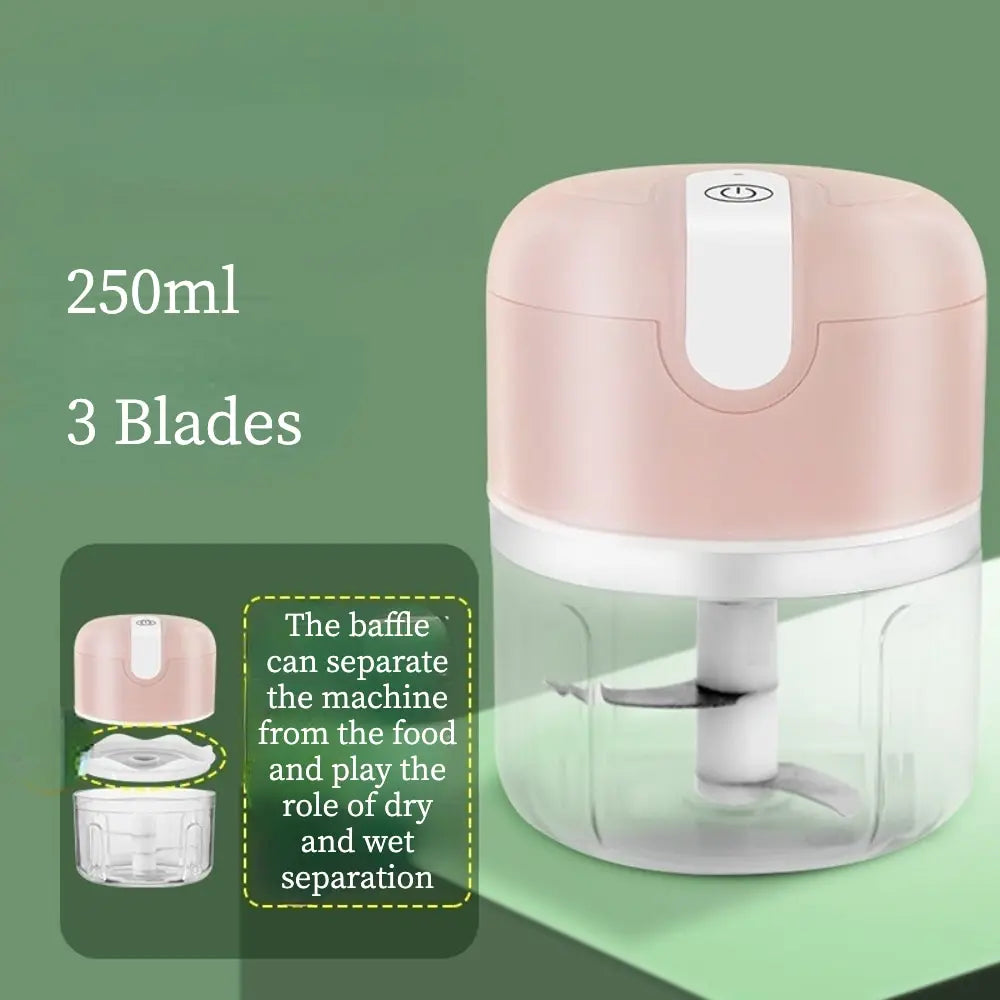 Portable Electric Mini Chopper – USB Rechargeable Garlic & Meat Grinder