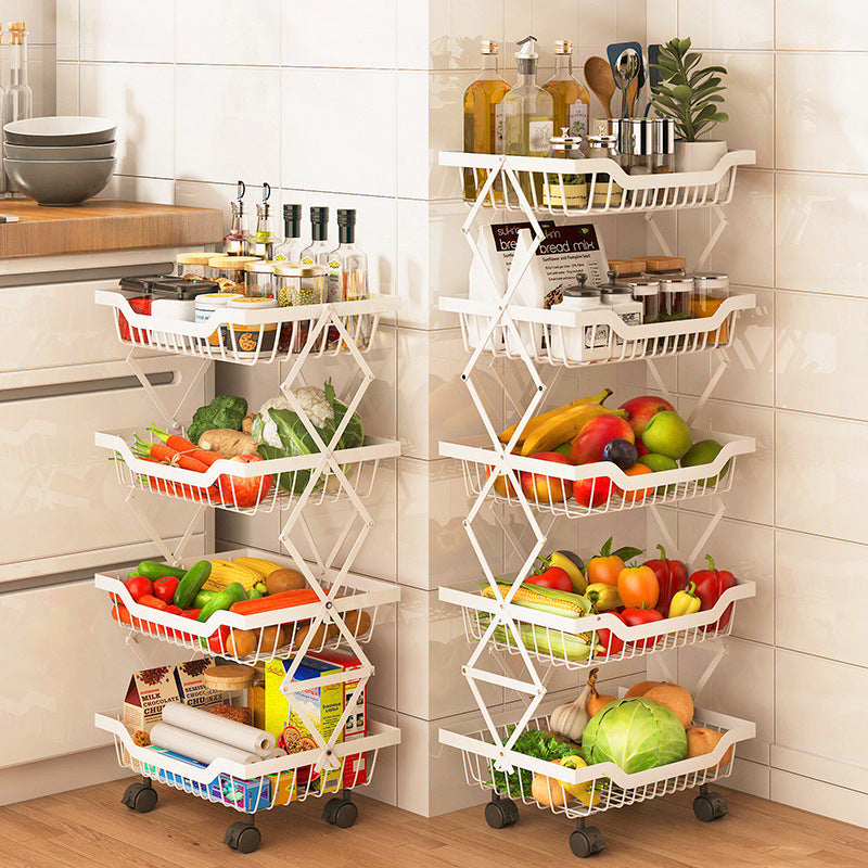 Folding Multi-Layer Kitchen Storage Rack with Gap for Fruits and Vegetables