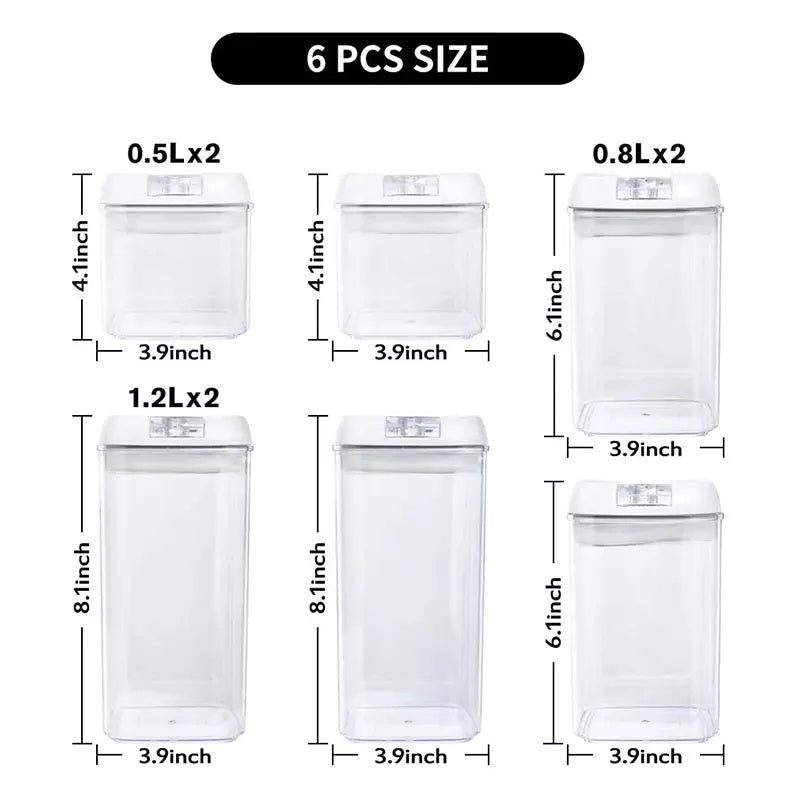 6-Piece Easy-Lock Food Storage Container Set for Flour and Sugar