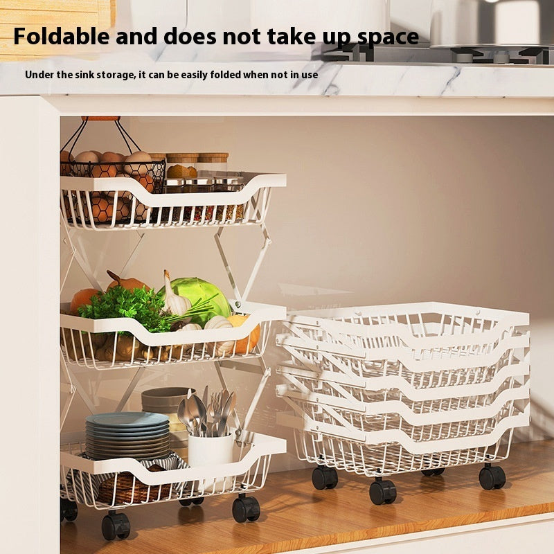 Folding Multi-Layer Kitchen Storage Rack with Gap for Fruits and Vegetables