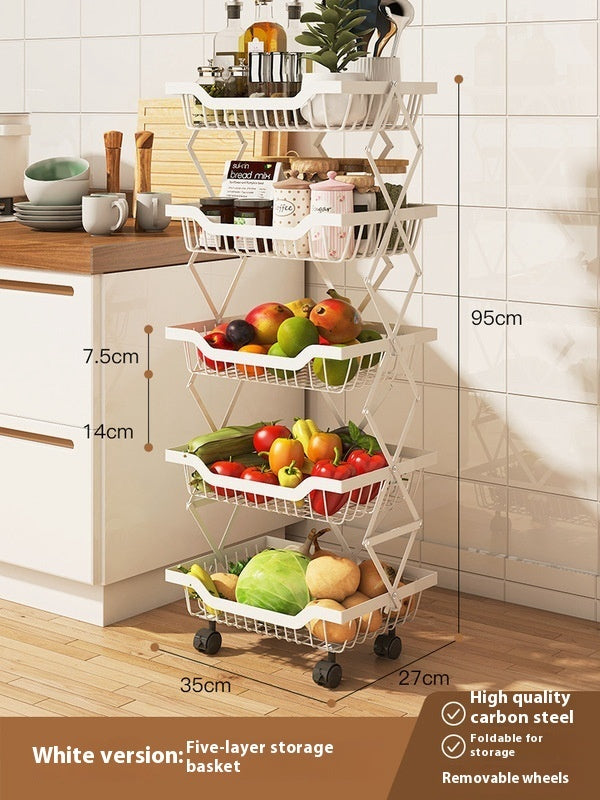 Folding Multi-Layer Kitchen Storage Rack with Gap for Fruits and Vegetables