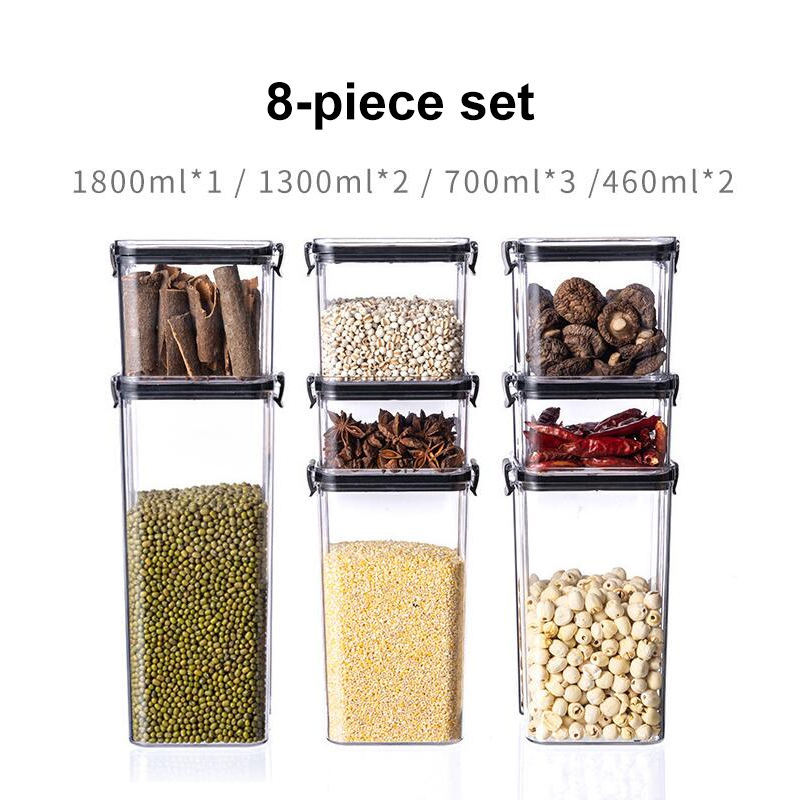 Set of 8 BPA-Free Airtight Plastic Containers for Grains